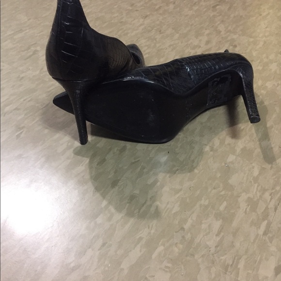 NAPOLEONI Black Croc Embossed Leather Pointed Toe Pumps sz 40 - Picture 6 of 6